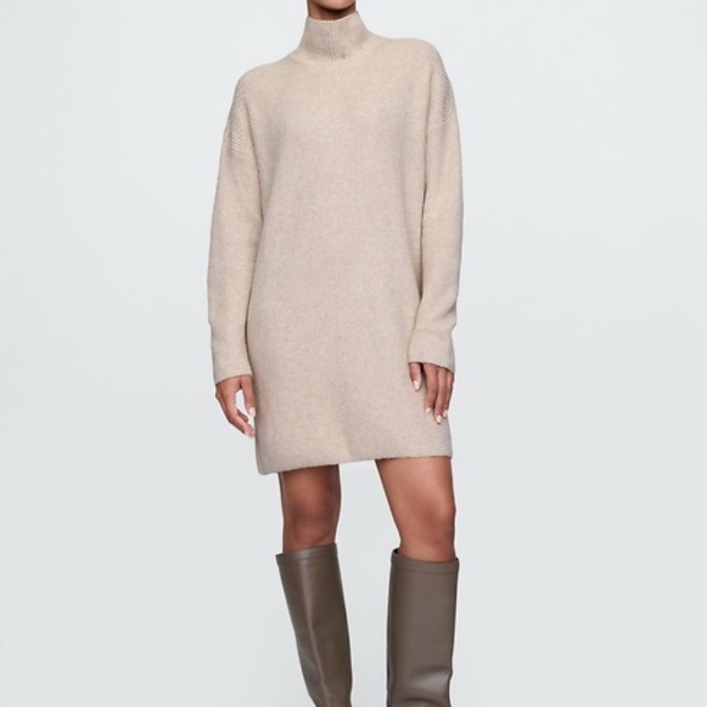 GAP CashSoft Rib Turtleneck Mini Sweater Dress